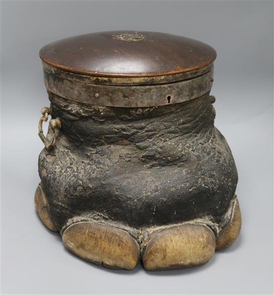 An electro-plated mounted elephants foot box, early 20th century